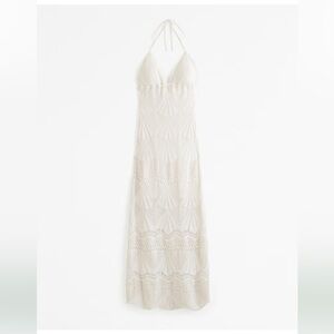 Crochet halter maxi dress cream